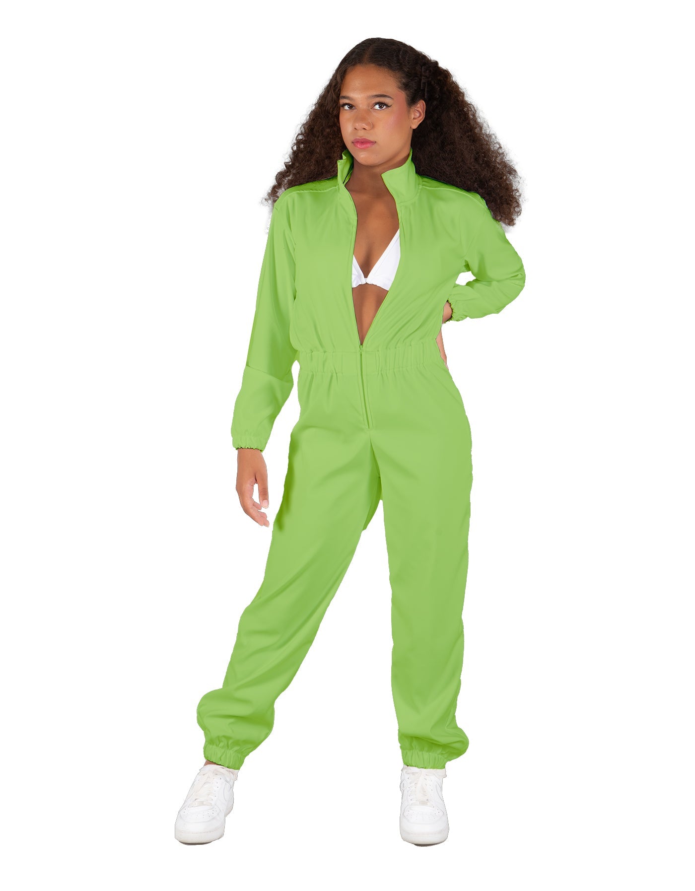 Solid Matte Satin Jumpsuit with Tall Collar