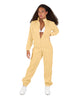 Solid Matte Satin Jumpsuit with Tall Collar