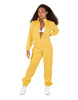 Solid Matte Satin Jumpsuit with Tall Collar