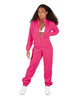 Solid Matte Satin Jumpsuit with Tall Collar