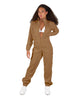 Solid Matte Satin Jumpsuit with Tall Collar