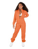 Solid Matte Satin Jumpsuit with Tall Collar