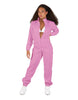Solid Matte Satin Jumpsuit with Tall Collar