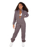 Solid Matte Satin Jumpsuit with Tall Collar
