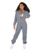 Solid Matte Satin Jumpsuit with Tall Collar
