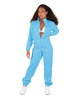 Solid Matte Satin Jumpsuit with Tall Collar
