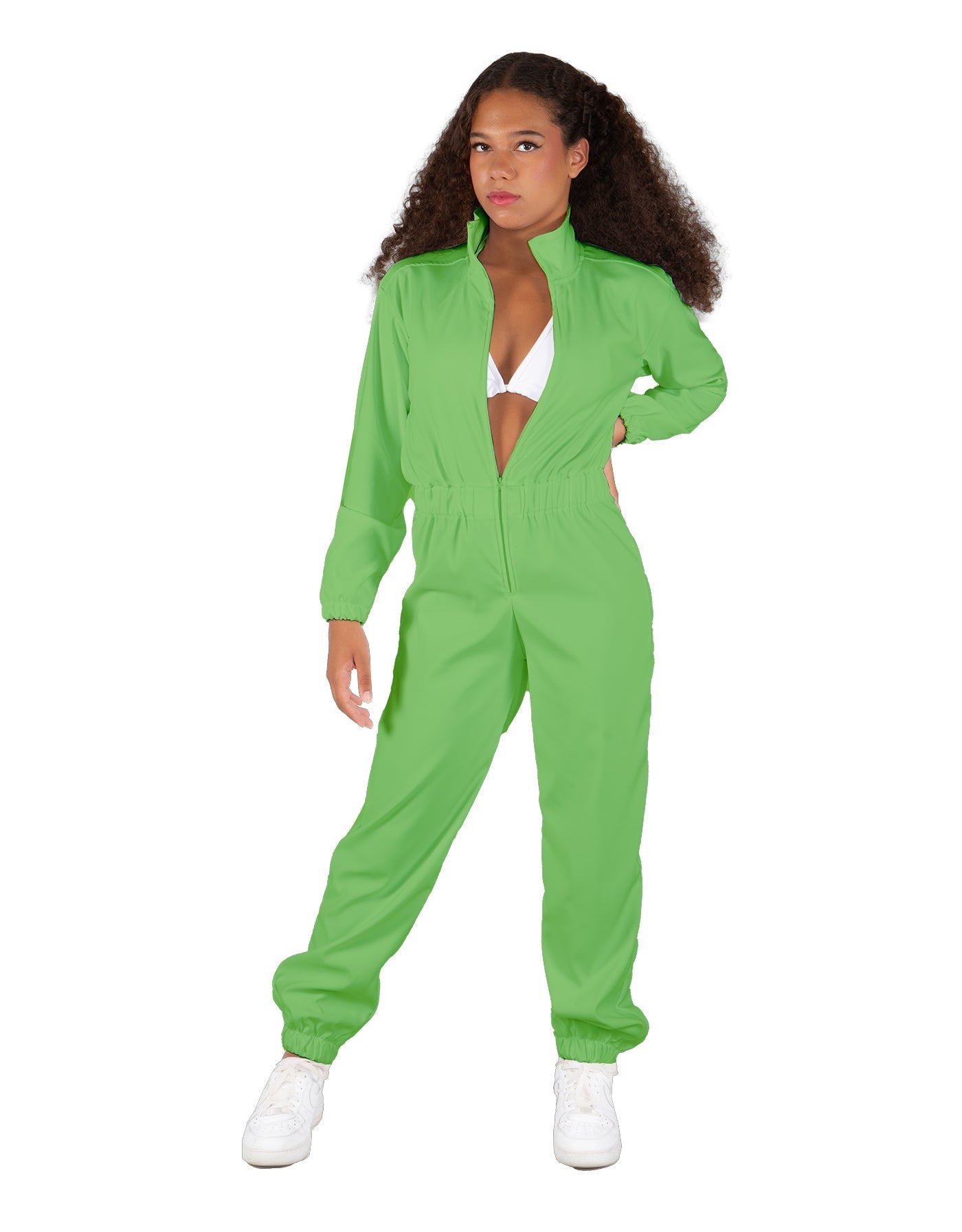 Solid Matte Satin Jumpsuit with Tall Collar