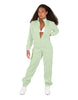 Solid Matte Satin Jumpsuit with Tall Collar