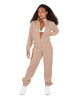 Solid Matte Satin Jumpsuit with Tall Collar