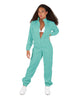 Solid Matte Satin Jumpsuit with Tall Collar