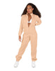 Solid Matte Satin Jumpsuit with Tall Collar