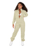 Solid Matte Satin Jumpsuit with Tall Collar