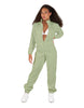 Solid Matte Satin Jumpsuit with Tall Collar