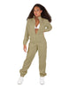 Solid Matte Satin Jumpsuit with Tall Collar