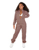 Solid Matte Satin Jumpsuit with Tall Collar