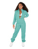 Solid Matte Satin Jumpsuit with Tall Collar