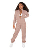 Solid Matte Satin Jumpsuit with Tall Collar