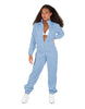 Solid Matte Satin Jumpsuit with Tall Collar
