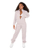 Solid Matte Satin Jumpsuit with Tall Collar