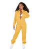 Solid Matte Satin Jumpsuit with Tall Collar