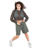 Solid Loose Mesh Hooded Top