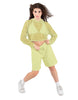 Solid Loose Mesh Hooded Top
