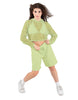 Solid Loose Mesh Hooded Top