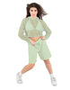 Solid Loose Mesh Hooded Top