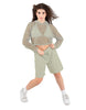 Solid Loose Mesh Hooded Top