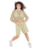 Solid Loose Mesh Hooded Top