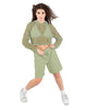 Solid Loose Mesh Hooded Top