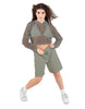 Solid Loose Mesh Hooded Top