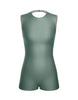 Solid Lycra Sleeveless Open Back Biketard
