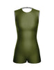 Solid Lycra Sleeveless Open Back Biketard