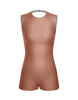Solid Lycra Sleeveless Open Back Biketard