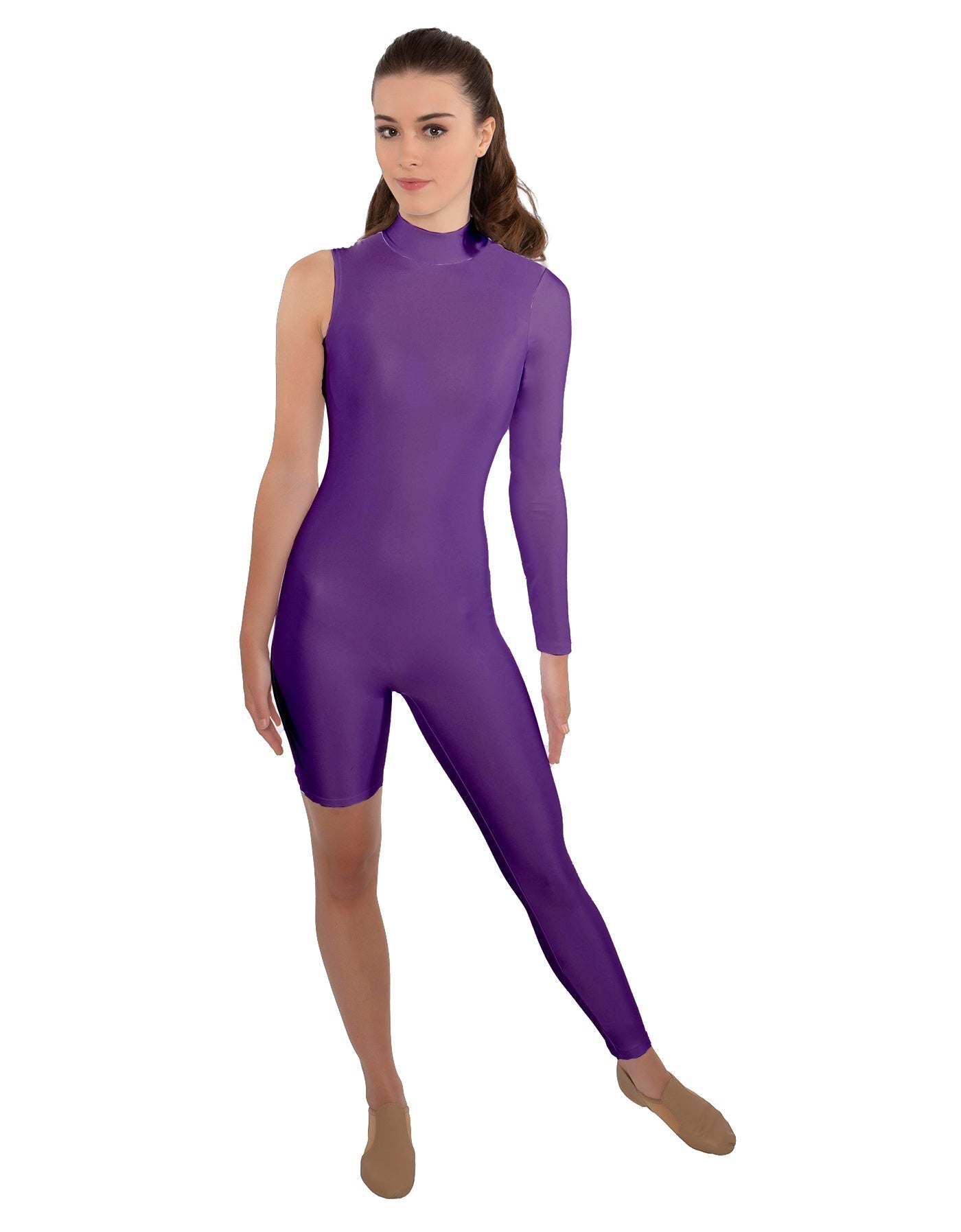 Solid Lycra Half and Half Unitard - Bike Short - Tapered Leg