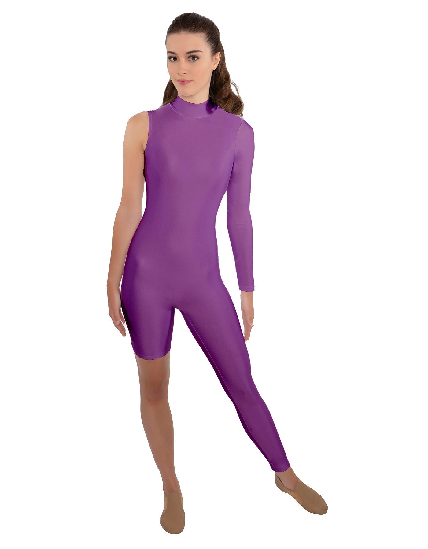 Solid Lycra Half and Half Unitard - Bike Short - Tapered Leg