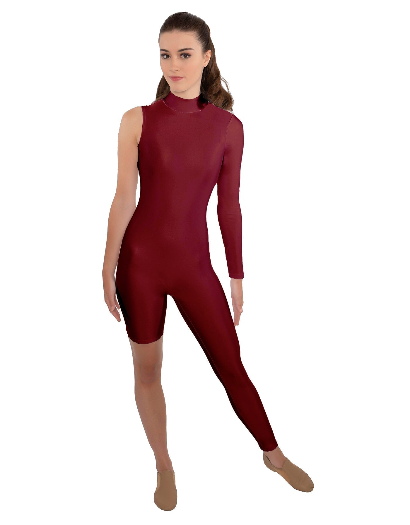 Solid Lycra Half and Half Unitard - Bike Short - Tapered Leg
