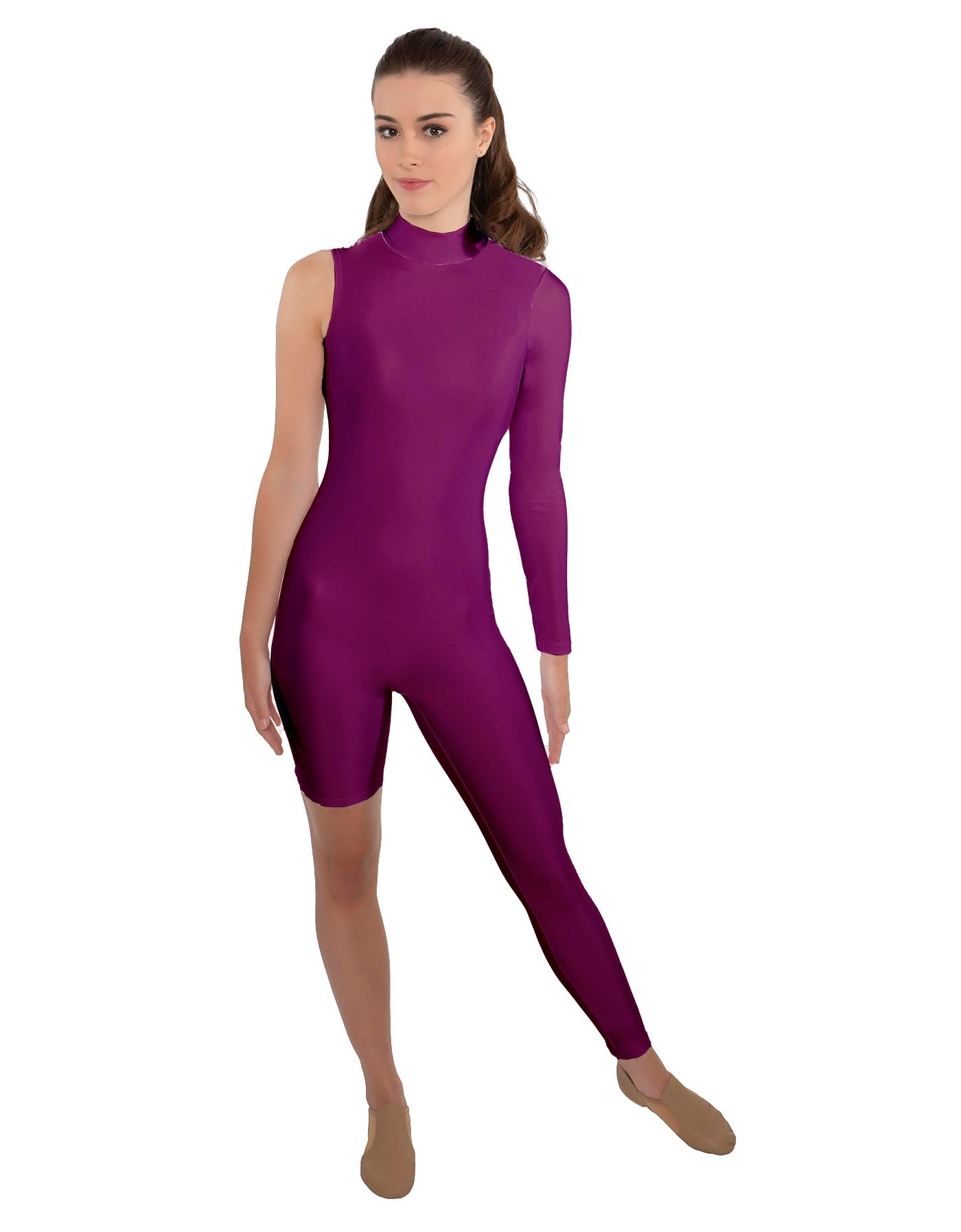 Solid Lycra Half and Half Unitard - Bike Short - Tapered Leg