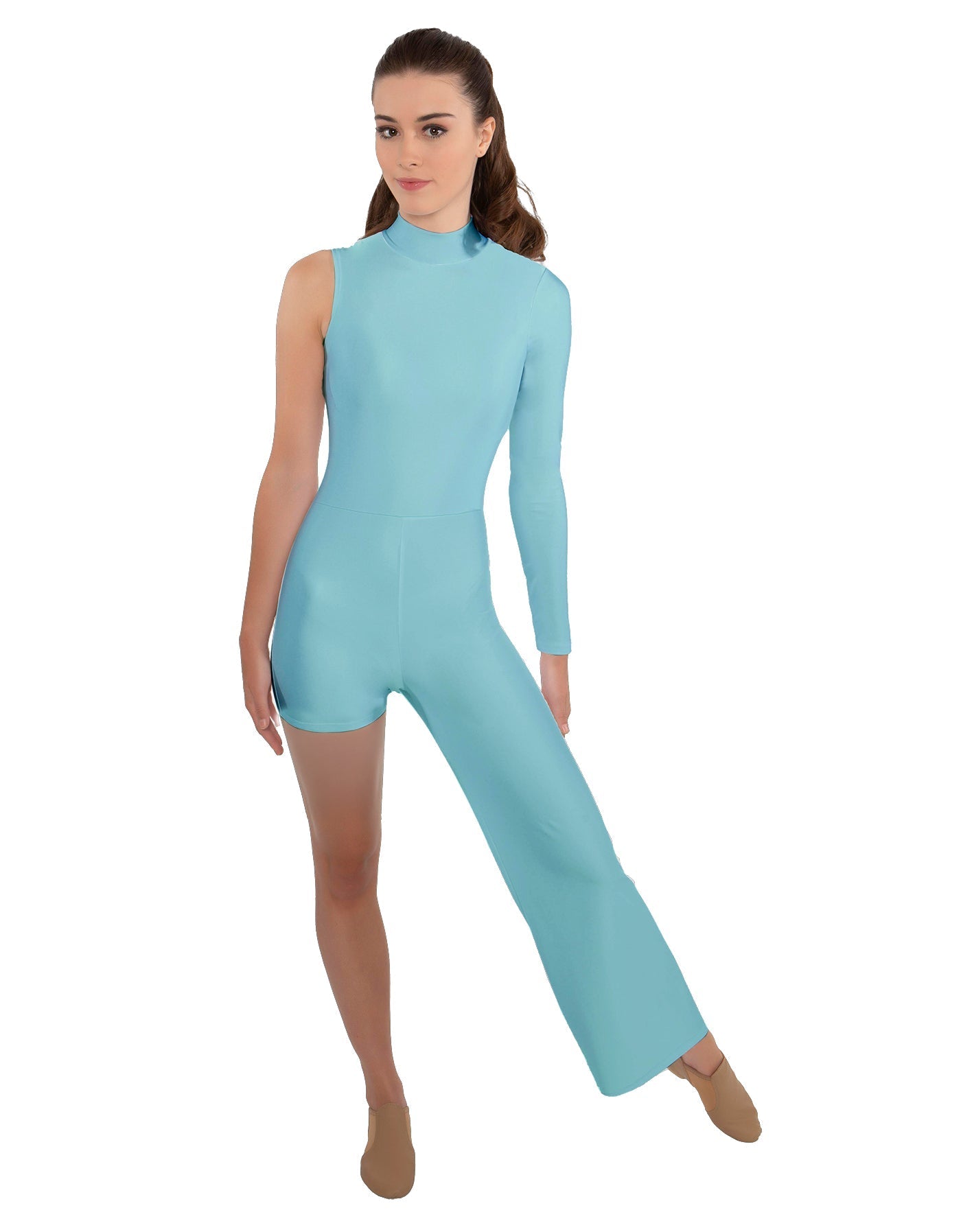 Solid Lycra Half and Half Tap Pant Unitard