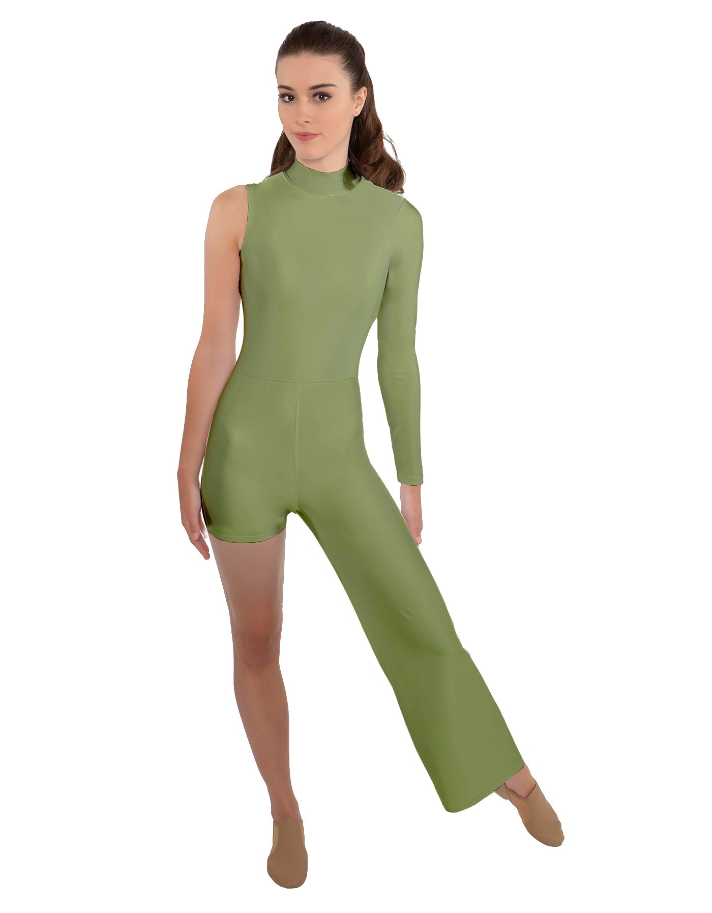 Solid Lycra Half and Half Tap Pant Unitard