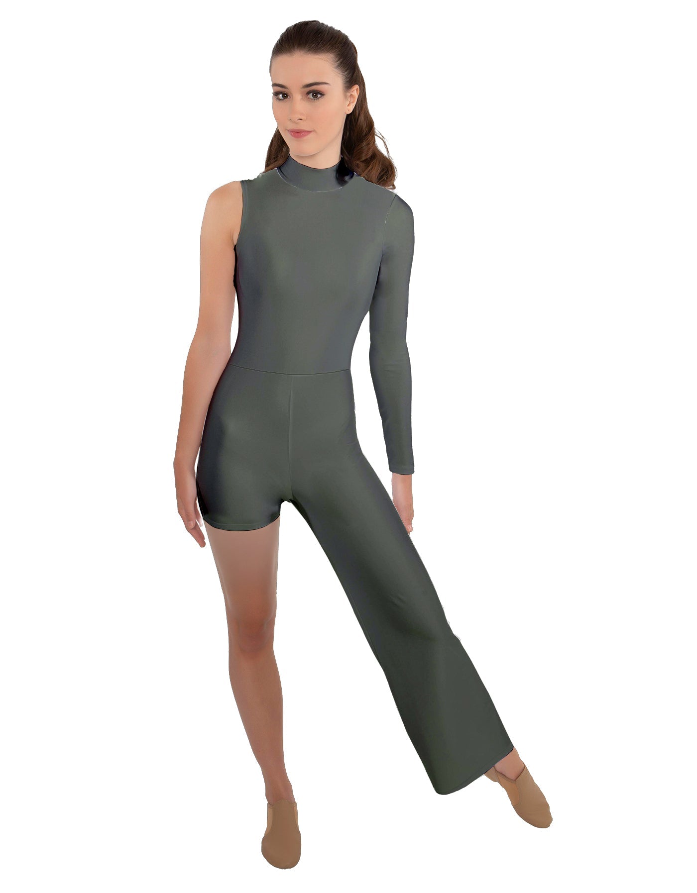 Solid Lycra Half and Half Tap Pant Unitard