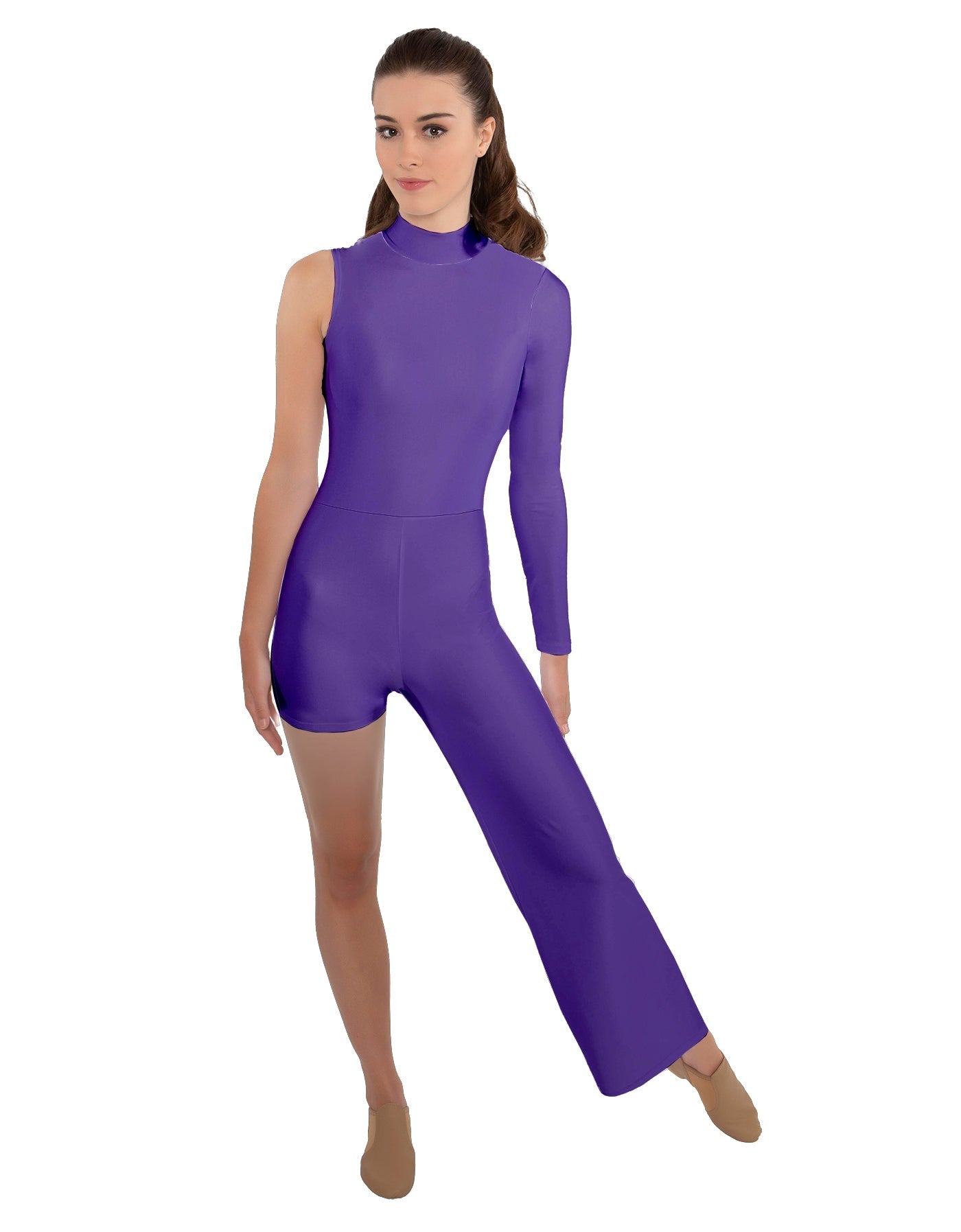 Solid Lycra Half and Half Tap Pant Unitard