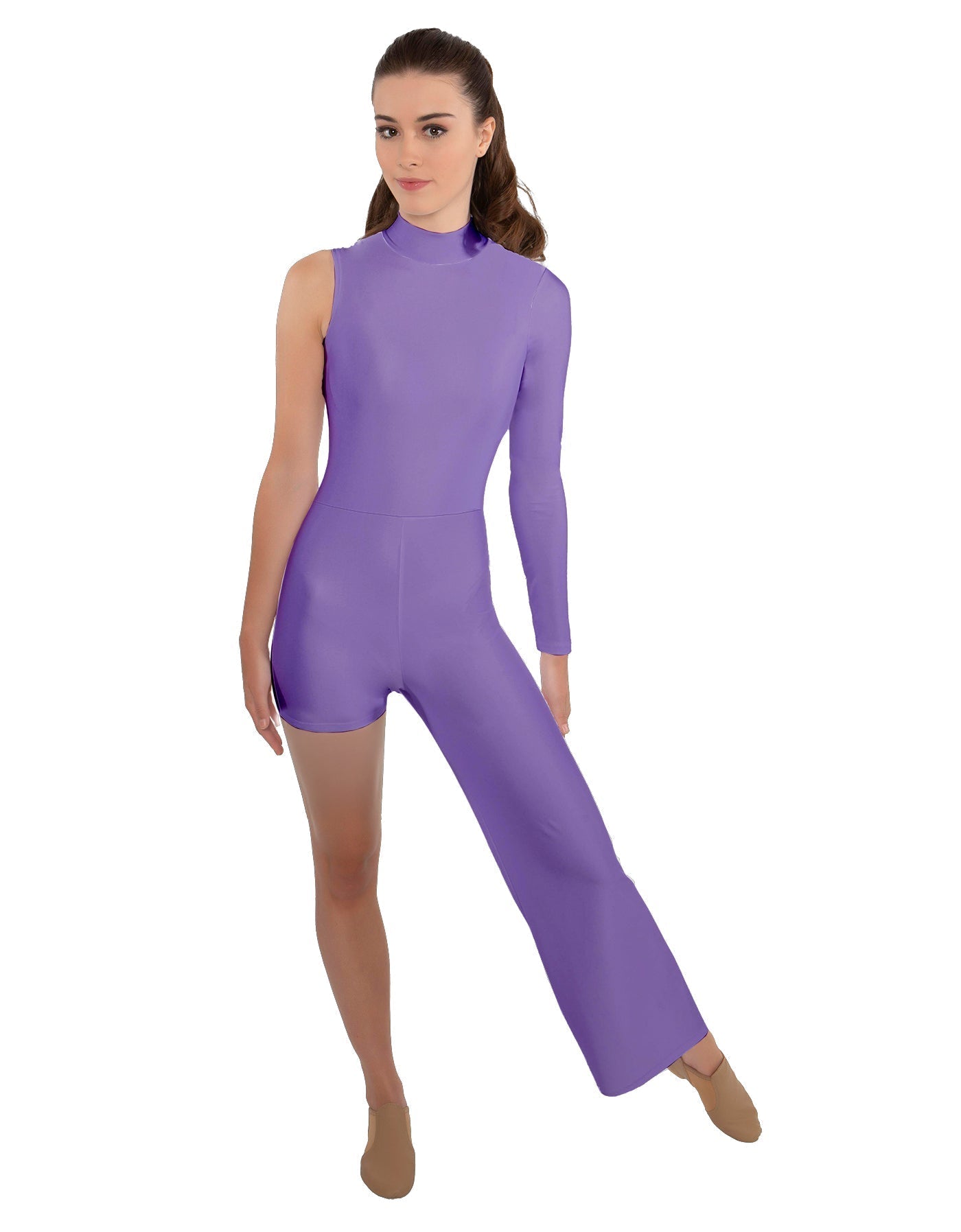 Solid Lycra Half and Half Tap Pant Unitard