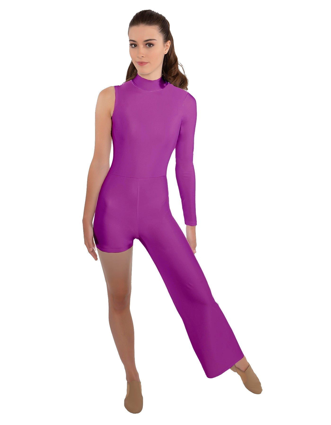 Solid Lycra Half and Half Tap Pant Unitard