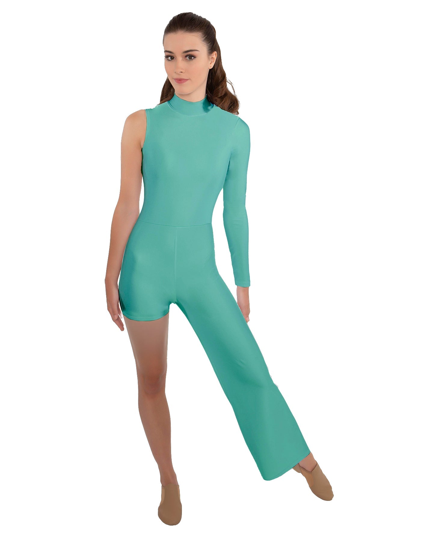 Solid Lycra Half and Half Tap Pant Unitard