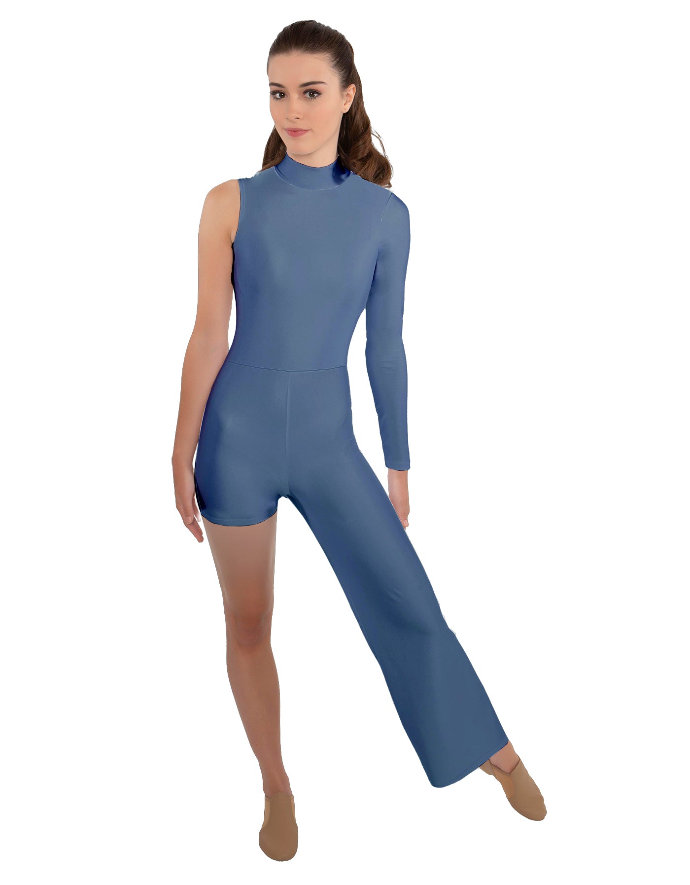 Solid Lycra Half and Half Tap Pant Unitard