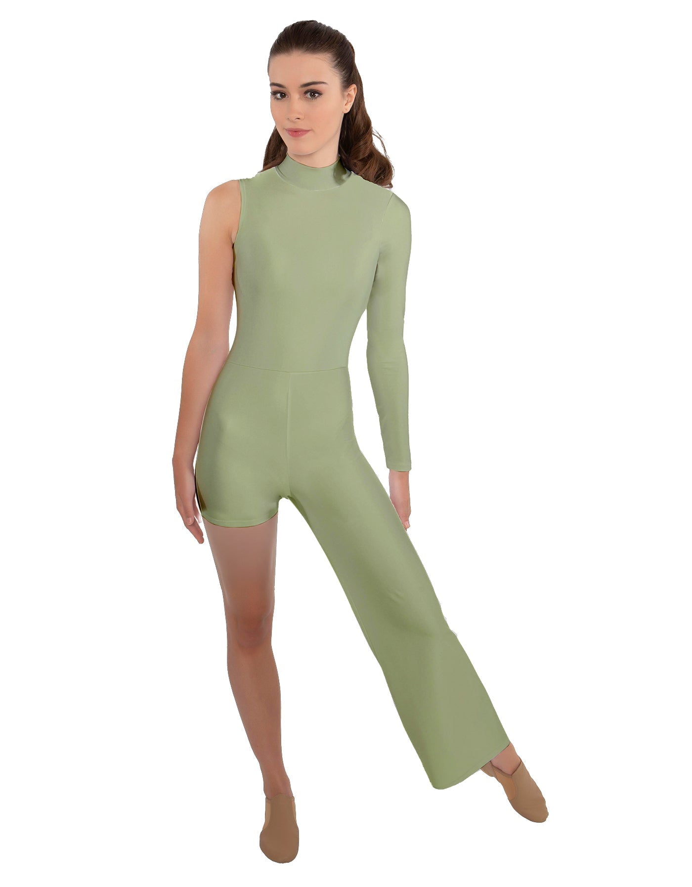 Solid Lycra Half and Half Tap Pant Unitard