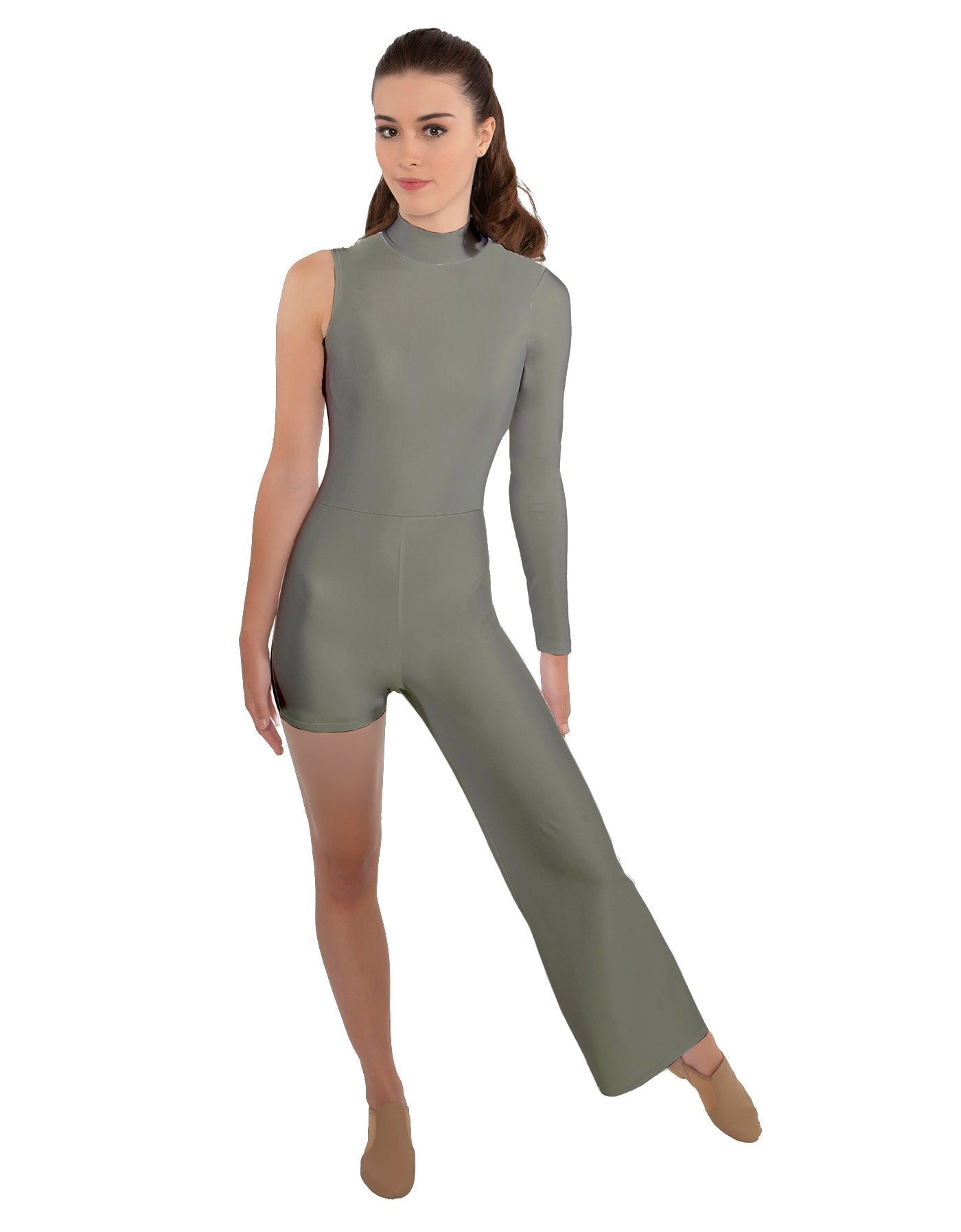 Solid Lycra Half and Half Tap Pant Unitard