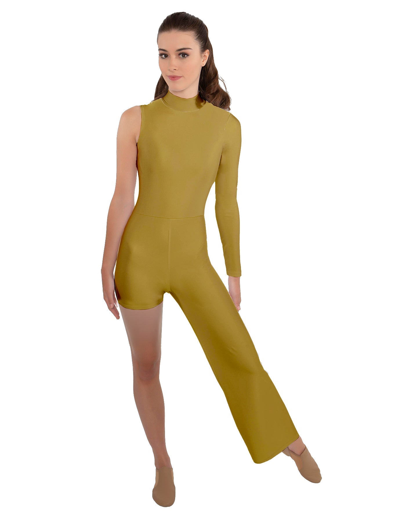 Solid Lycra Half and Half Tap Pant Unitard